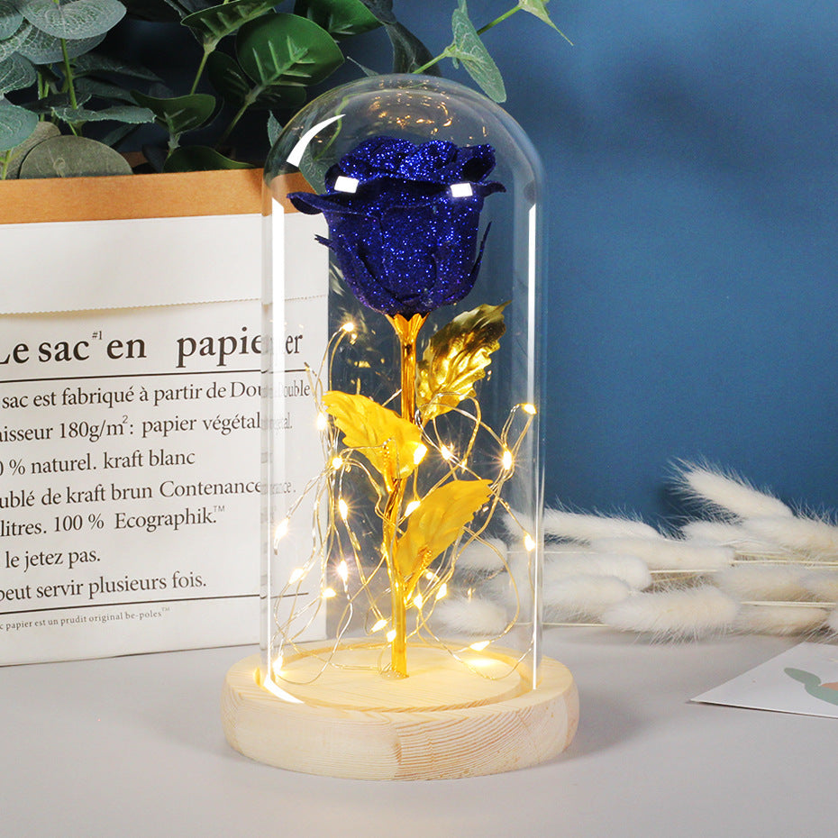 Rose Éternelle LED sous Verre – Cadeau Romantique