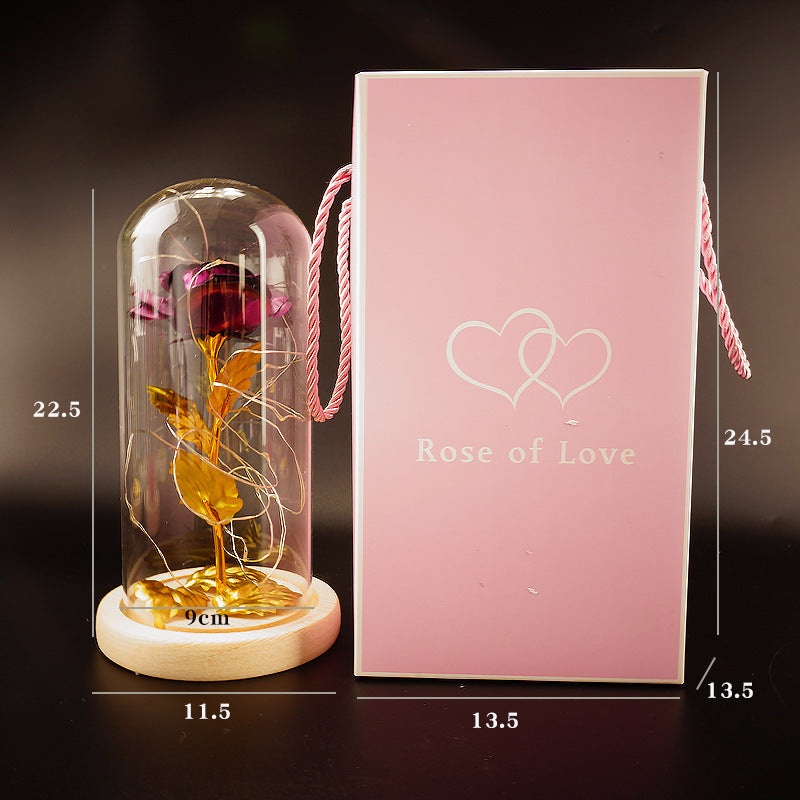 Rose Dorée sous Cloche en Verre – Cadeau pour la Saint-Valentin, Anniversaire, ou Fête des Mères