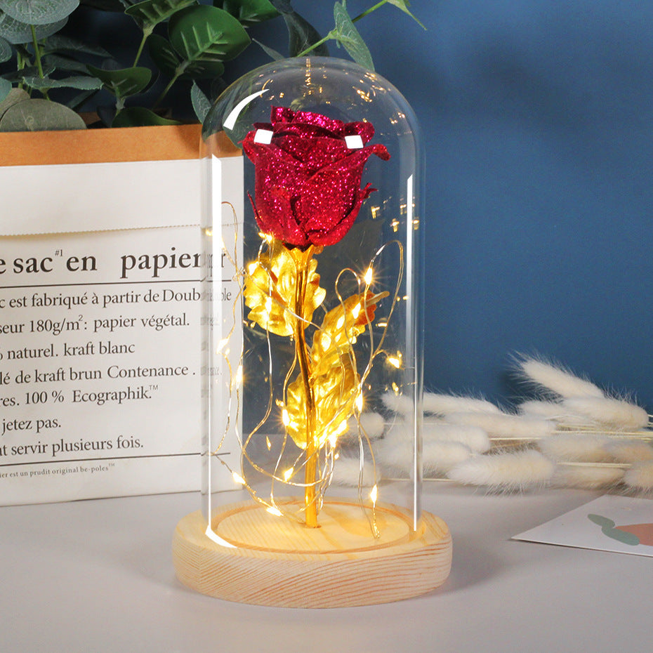 Rose Éternelle LED sous Verre – Cadeau Romantique