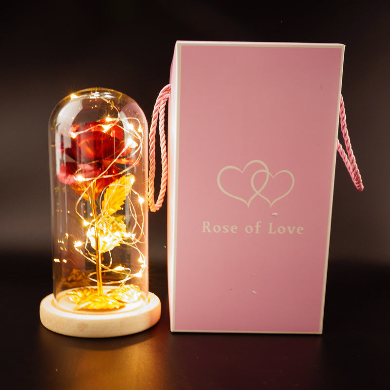 Rose Dorée sous Cloche en Verre – Cadeau pour la Saint-Valentin, Anniversaire, ou Fête des Mères