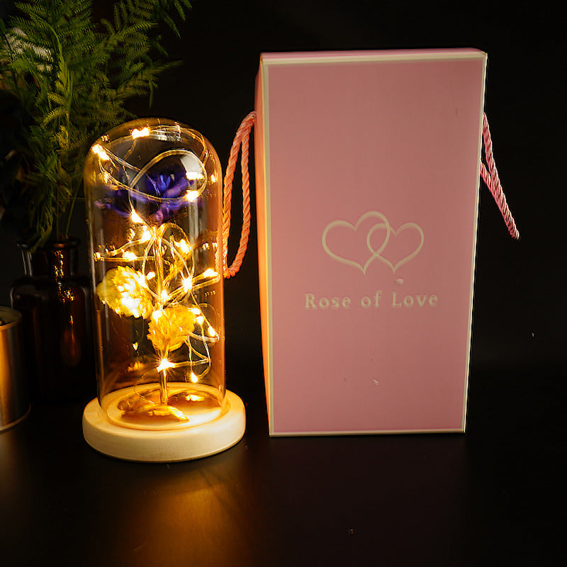 Rose Dorée sous Cloche en Verre – Cadeau pour la Saint-Valentin, Anniversaire, ou Fête des Mères